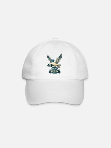 Coole Möwe Moin Moin Norddeutschland - Baseballkappe - Weiß/Weiß