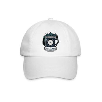 Angetrieben von Kies und Espresso-Kaffeetasse - Baseballkappe - Weiß/Weiß - Vorne