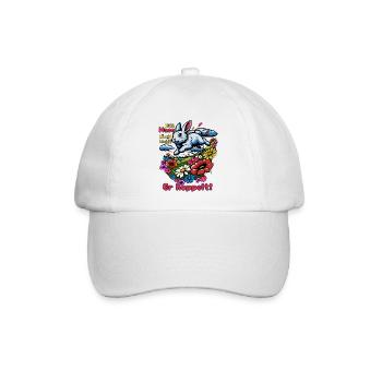 Der Hase läuft nicht. Er hoppelt! - Baseballkappe - Weiß/Weiß - Vorne