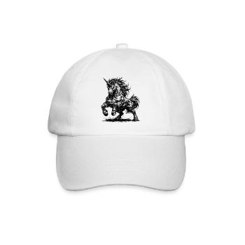Muskulöses Einhorn mit bösem Blick - Baseballkappe - Weiß/Weiß - Vorne