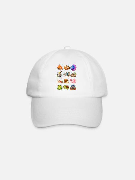 Kawaii Aquarium | Unterwasserwelt Tiere - Baseballkappe - Weiß/Weiß