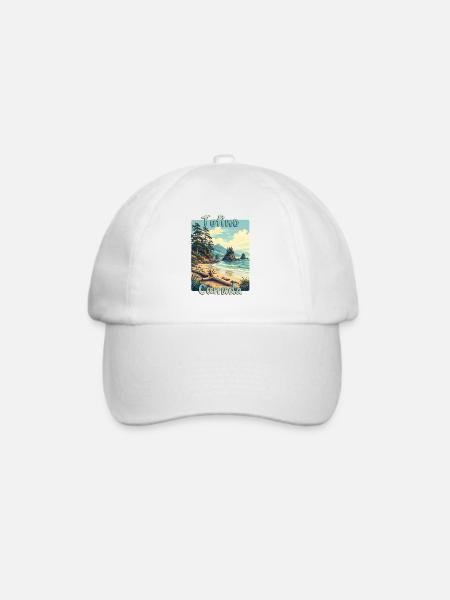 Tofino Kanada Vintage Reise Design - Baseballkappe - Weiß/Weiß
