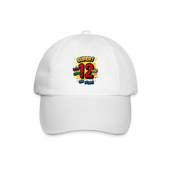 12th Birthday Super Comic Pop Number 12 Art - Baseballkappe - Weiß/Weiß - Vorne