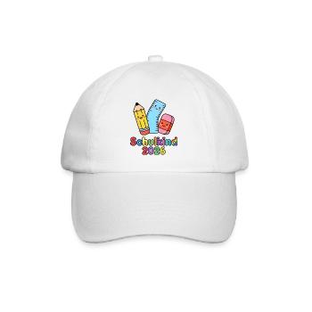 Schulkind 2026 – Bunte Schulzeit - Baseballkappe - Weiß/Weiß - Vorne