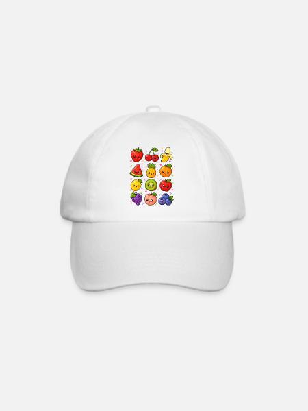Kawaii Obst | Früchte & Sommer - Baseballkappe - Weiß/Weiß