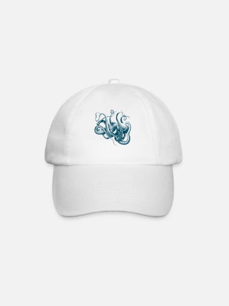 Vintage Kraken Oktopus Tiefsee Tentakel - Baseballkappe - Weiß/Weiß