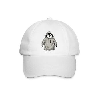Niedlicher Pinguin Mit Kapuze Lustig - Baseballkappe - Weiß/Weiß - Vorne