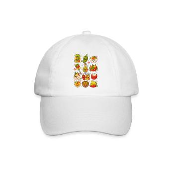 Kawaii Peperoni | Scharf & Eingelegt - Baseballkappe - Weiß/Weiß - Vorne