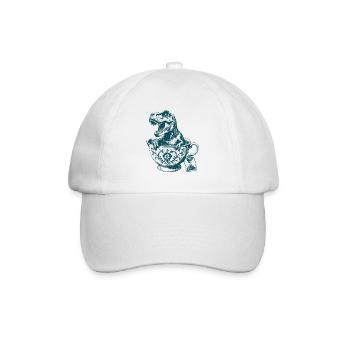 Tea Rex Teetasse Komet Dinosaurier Wortspiel - Baseballkappe - Weiß/Weiß - Vorne