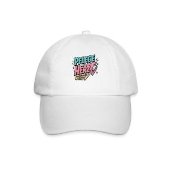 Pflegekraft Geschenk - Pflege mit Herz - Baseballkappe - Weiß/Weiß - Vorne