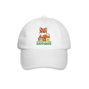 Wachse mein Glück: Fuchs und Pflanze - Baseballkappe - Weiß/Weiß - Vorne