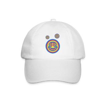 Hippie-Musik Psychedelisch-Pilz-Batik-Rave-Techno - Baseballkappe - Weiß/Weiß - Vorne