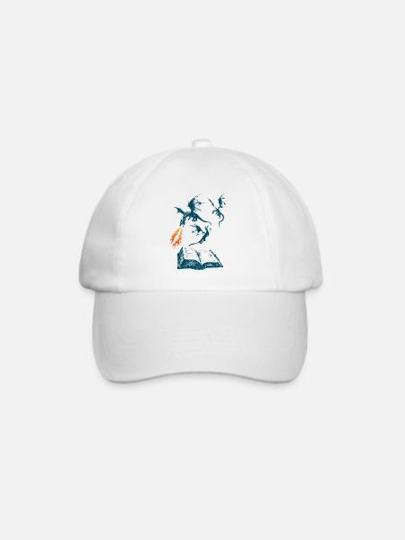 Buch Drachen Fantasy Lesen - Baseballkappe - Weiß/Weiß