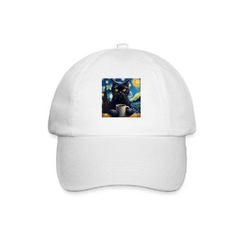 Schwarze Katze Starry Night - Baseballkappe - Weiß/Weiß - Vorne
