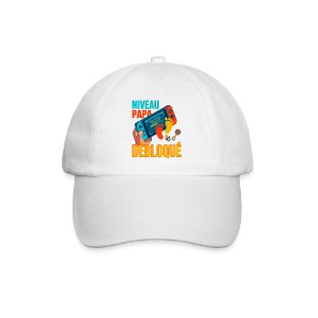 Papa-Level freigeschaltetes Geschenk für zukünftigen Vater - Baseballkappe - Weiß/Weiß - Vorne