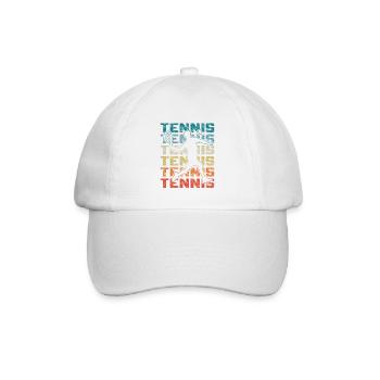 Retro Tennisspieler Spielt Vorhand - Baseballkappe - Weiß/Weiß - Vorne