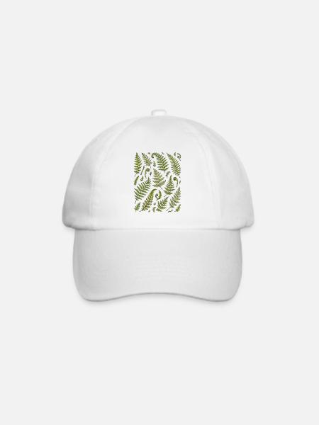 Farnblätter | Wald Botanik & Natur - Baseballkappe - Weiß/Weiß
