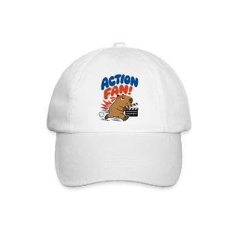 Action Fan – Capybara mit Filmklappe - Baseballkappe - Weiß/Weiß - Vorne