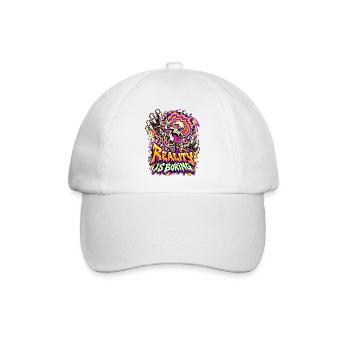 Realität Ist Langweilig – Skelett Psychedelisch - Baseballkappe - Weiß/Weiß - Vorne
