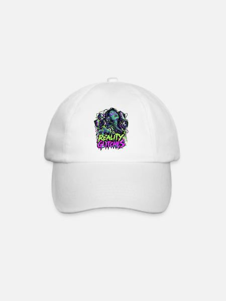 Reality Glitches Neon-Gamerkunst - Baseballkappe - Weiß/Weiß