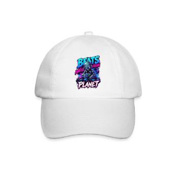 Neon-Alien-DJ-Beats von einem anderen Planeten - Baseballkappe - Weiß/Weiß - Vorne