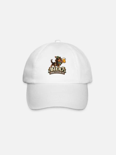 Lustiger Dackel im bayerischen Look - Baseballkappe - Weiß/Weiß