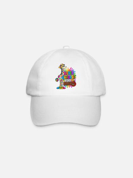 Kunterbunte Giraffe: Kunterbunt statt Braun - Baseballkappe - Weiß/Weiß