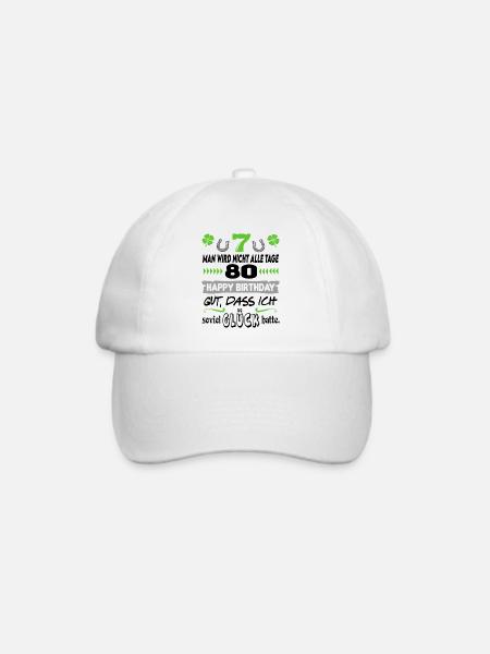 Alter 80 Jahre Geburtstag Happy Birthday Glück Fun - Baseballkappe - Weiß/Weiß