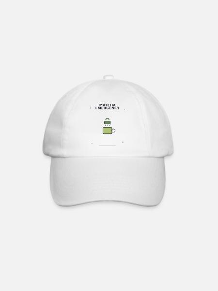 Matcha Notfall Sicherheits-Logo - Baseballkappe - Weiß/Weiß
