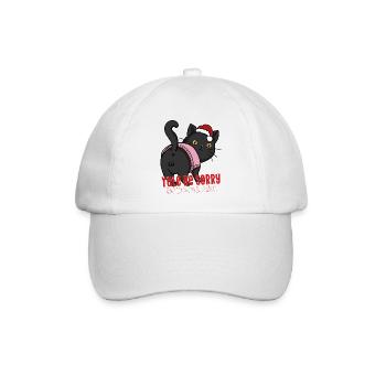 Lustige Weihnachtskatze Yule Be Sorry hat über den Weihnachtsmann gelogen - Baseballkappe - Weiß/Weiß - Vorne