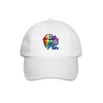Regenbogenlippen 90er Disco - Baseballkappe - Weiß/Weiß - Vorne