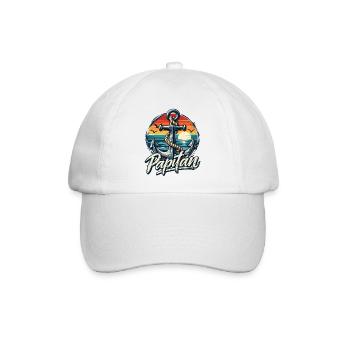 Vatertag Papitän - Papa ist der Beste Boot fahren - Baseballkappe - Weiß/Weiß - Vorne