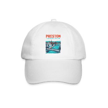 Preston Lancashire England Retro Cityscape Novelty - Baseballkappe - Weiß/Weiß - Vorne