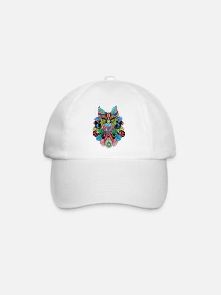 Chat_Mandala - Baseballkappe - Weiß/Weiß