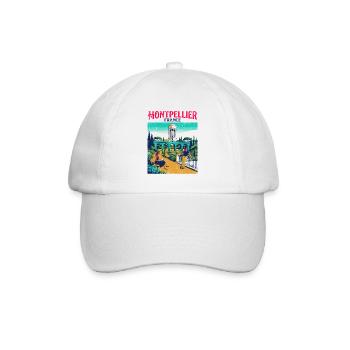 Retro Montpellier France Travel Poster Aesthetic - Baseballkappe - Weiß/Weiß - Vorne