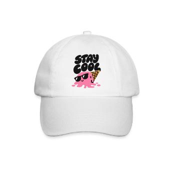 Stay Cool – Eiscreme mit Sonnenbrille - Baseballkappe - Weiß/Weiß - Vorne