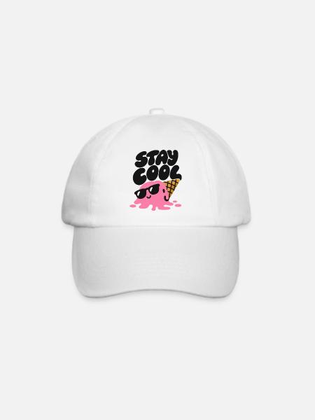 Stay Cool – Eiscreme mit Sonnenbrille - Baseballkappe - Weiß/Weiß