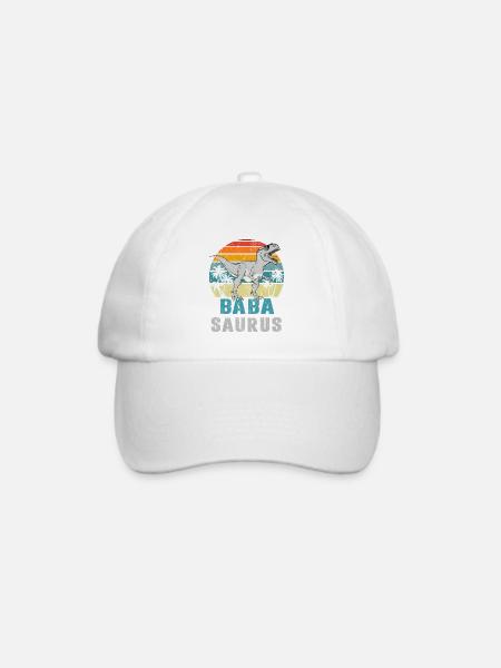 Baba Saurus T-Rex Papa Sonnenbrille Geschenk - Baseballkappe - Weiß/Weiß