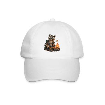 Waschbär am Lagerfeuer - Baseballkappe - Weiß/Weiß - Vorne