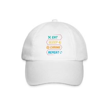 Social Worker Quote Eat Sleep Caring Social Work - Baseballkappe - Weiß/Weiß - Vorne