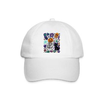 Y2K Gruseliges Halloween-Kürbisskelett - Baseballkappe - Weiß/Weiß - Vorne