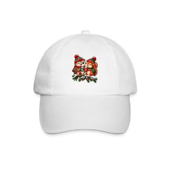 Weihnachten Eule Eichhörnchen Kakao Geschenk - Baseballkappe - Weiß/Weiß - Vorne