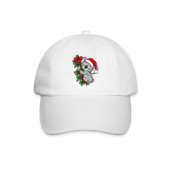 Weihnachten Koala Mistelzweig Geschenkidee - Baseballkappe - Weiß/Weiß - Vorne