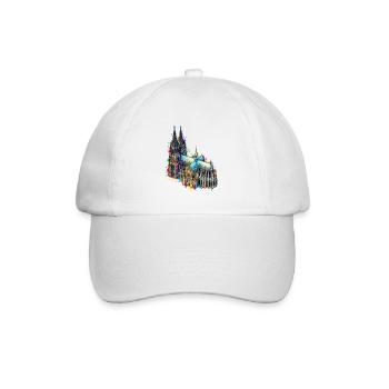 Kölner Dom Aquarell-Splash - Baseballkappe - Weiß/Weiß - Vorne