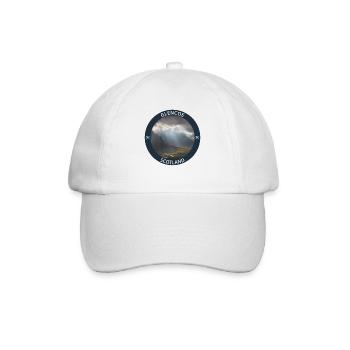 Glencoe Scotland Runde Landschaftswappen - Baseballkappe - Weiß/Weiß - Vorne