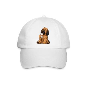 Briard mit Latte Macchiato - Baseballkappe - Weiß/Weiß - Vorne