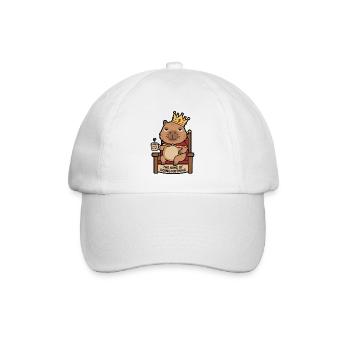 Niedliche Kapybara-König Faule Könige Lustige Tierkunst - Baseballkappe - Weiß/Weiß - Vorne