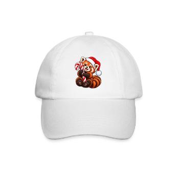 Roter Panda mit Weihnachtsmütze & Zucker - Baseballkappe - Weiß/Weiß - Vorne