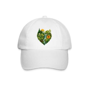Naturliebhaber Ich liebe Natur Naturschutz Herz - Baseballkappe - Weiß/Weiß - Vorne