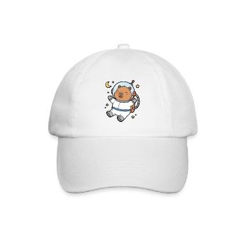 Niedliche Capybara-Astronautin schwebt im Weltraum - Baseballkappe - Weiß/Weiß - Vorne